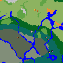 Karte des Seeds -2365013095929612252: 1.024 × 1.024 Blöcke um seinen Einstiegspunkt, mit Biomen und Bauwerken