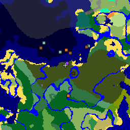 Map of seed -249902784386802296: 2,048 by 2,048 blocks around its spawn, with its biomes and structures