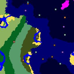 Karte des Seeds -2630948652647253379: 1.024 × 1.024 Blöcke um seinen Einstiegspunkt, mit Biomen und Bauwerken