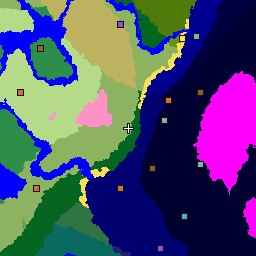 Karte des Seeds -3104340810775399246: 1.024 × 1.024 Blöcke um seinen Einstiegspunkt, mit Biomen und Bauwerken