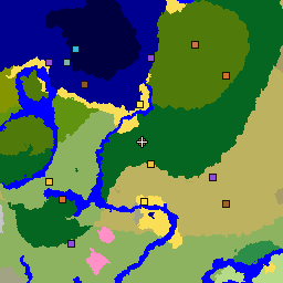 Karte des Seeds 5752119095659075104: 1.024 × 1.024 Blöcke um seinen Einstiegspunkt, mit Biomen und Bauwerken