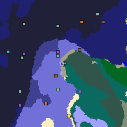 Karte des Seeds 6780435245569793164: 1.024 × 1.024 Blöcke um seinen Einstiegspunkt, mit Biomen und Bauwerken