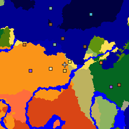 Karte des Seeds 6952268283235342429: 1.024 × 1.024 Blöcke um seinen Einstiegspunkt, mit Biomen und Bauwerken