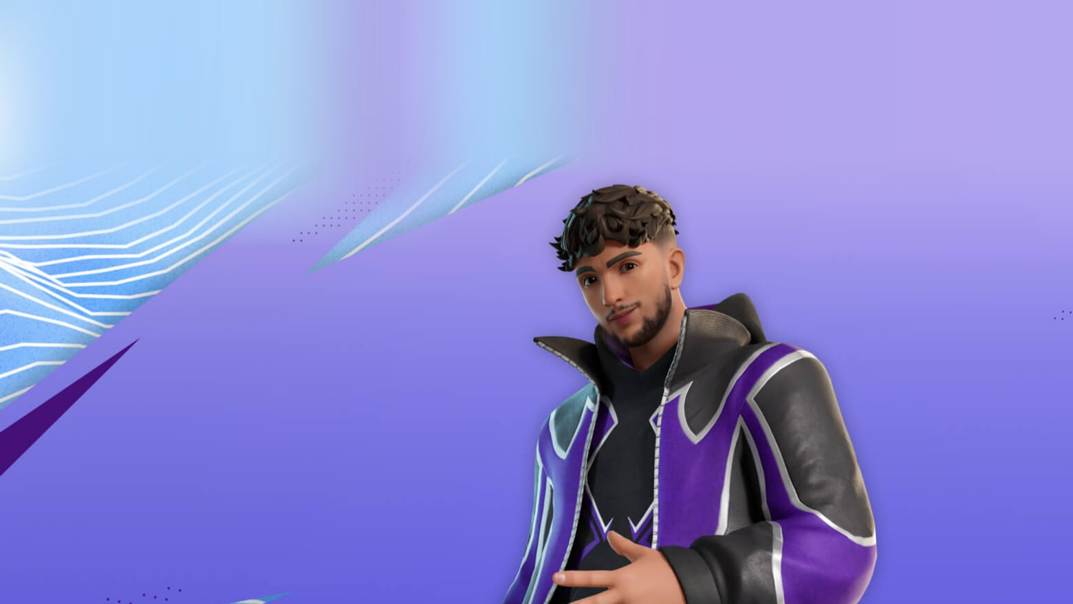 Il costume Inoxtag, viola e nero, dall’illustrazione di Epic per la Coppa Icone Inoxtag: Inoxtag entra nella Serie Icone di Fortnite