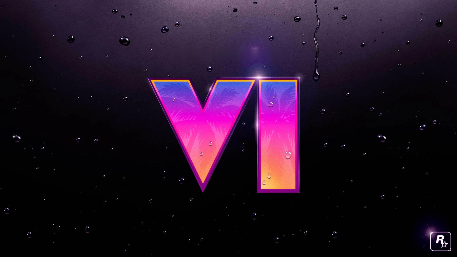Justice의 GTA VI Original Score를 위한 Rockstar 공식 아트워크, 물방울 아래의 VI 로고: 12월 11일 발매되는 30곡 앨범