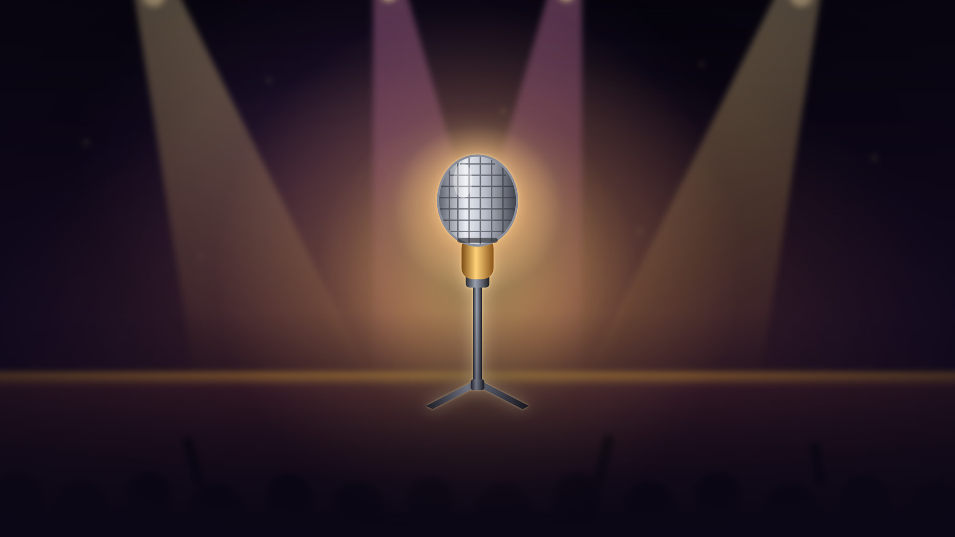 A microphone on a stand under stage spotlights: the Jonas Brothers in concert in Steal An Egg on Roblox, on October 31